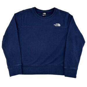 The North Face navy blue fleece lined crew neck sweatshirt
